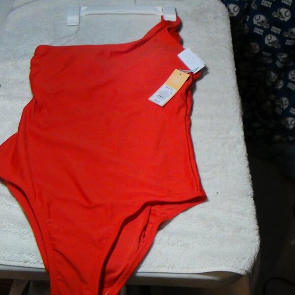 Kona Sol Women's Swimsuit Body Suit One Piece One Shoulder Tummy Control Red M - Picture 3 of 14